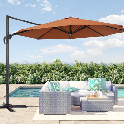  Parasol de patio octogonal décalé en porte-à-faux 11 pi avec base en croix Alfiere Alfiere