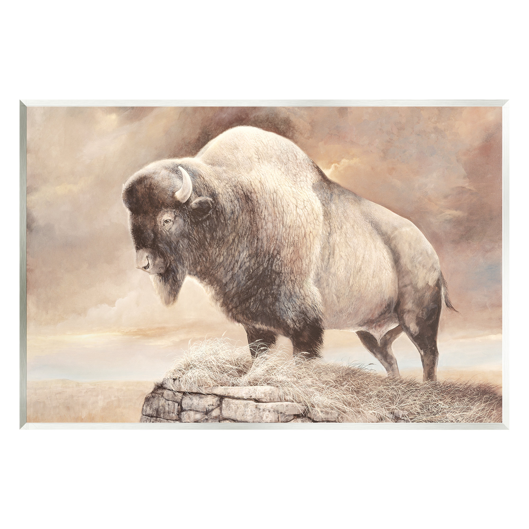 https://assets.wfcdn.com/im/99052311/compr-r85/2431/243129396/wildlife-bison-forest-nature-scenery-framed-by-ruane-manning-print.jpg