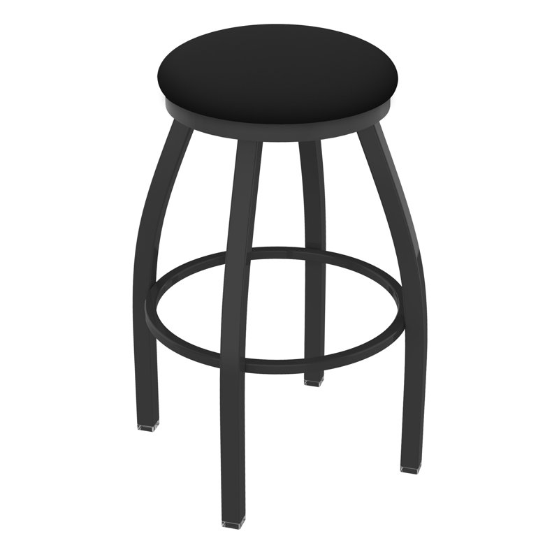 Cragin Swivel Upholstered Counter Stool, Vinyl-Black Vinyl, Pewter, Counter Stool (25” Seat Height)