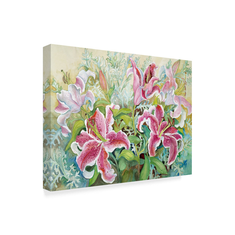 Pink and White Floral Canvas Art in Landscape Frame