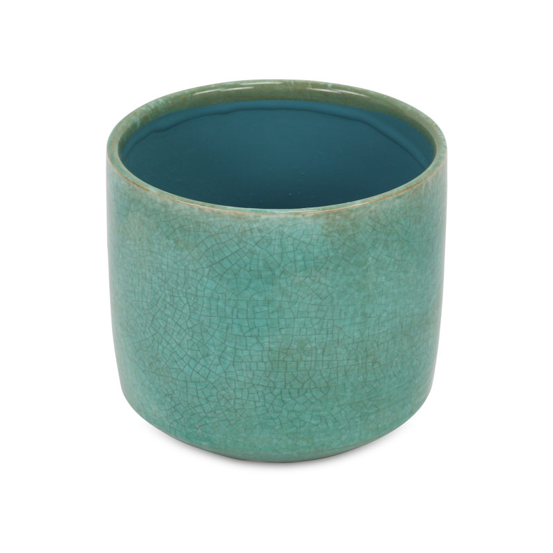 Sia Handmade Ceramic Pot Planter, Green, 5.75" H x 6.75" W x 6.75" D