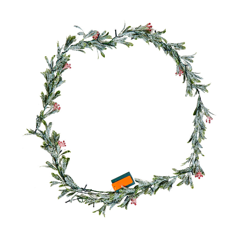Christmas Garland with Light String Red Berries Pine Cones and Pine Needles, 201.2cm L
