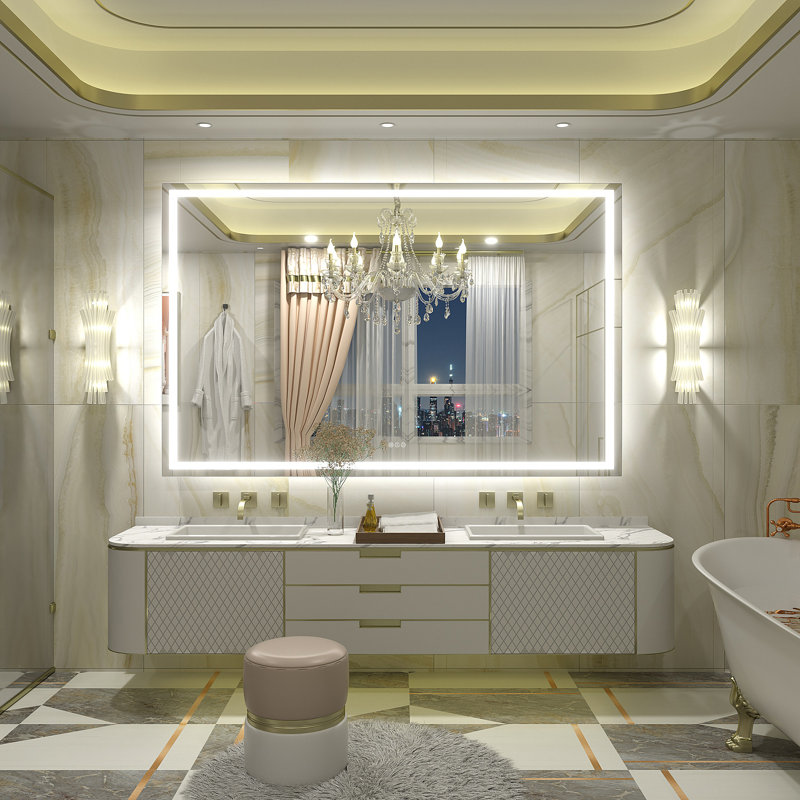 Wayfair Basics® UL Certified Front & Back LED Anti-Fog Tempered Glass Bathroom/Vanity Mirror with 3-Year Warranty, 60" x 38"