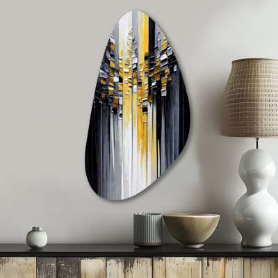 Abstract Geometric Black And Yellow III - Abstract Geometric Fall Shape Irregular Metal Wall Decor