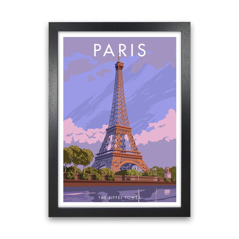 Paris by Stephen Millership - Print on Canvas, Black Framed Canvas, 63cm H x 46cm W x 3cm D