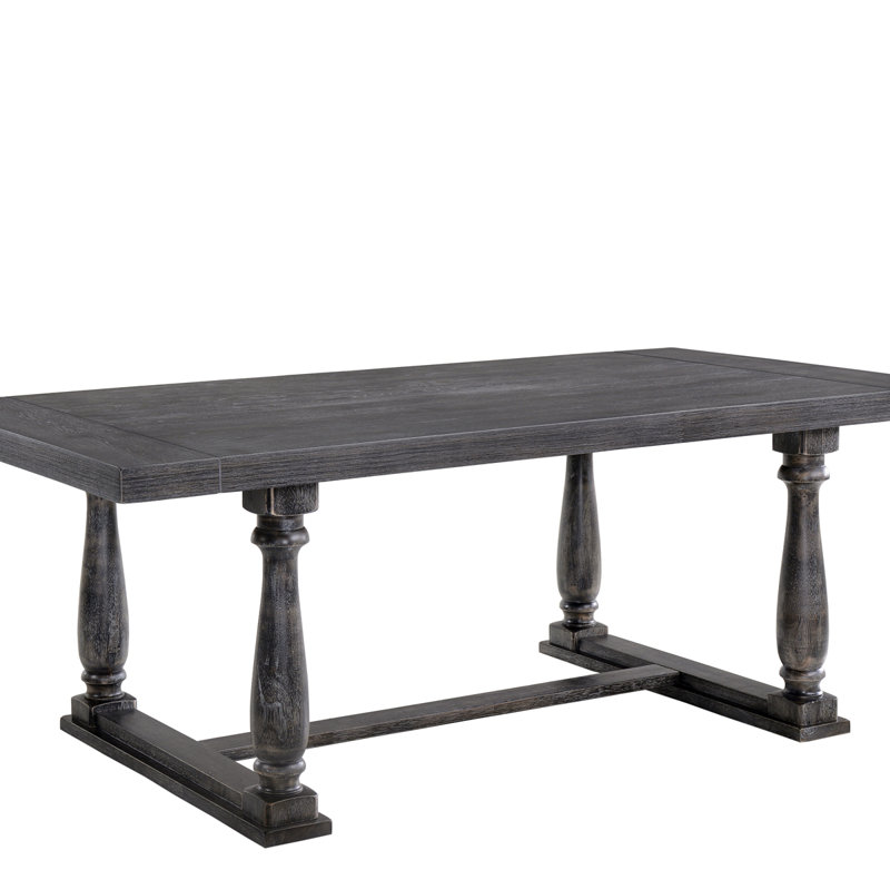 Diyon Solid Wood Dining Table, Gray, 31.09"H x 84.09"L x 42.09"W