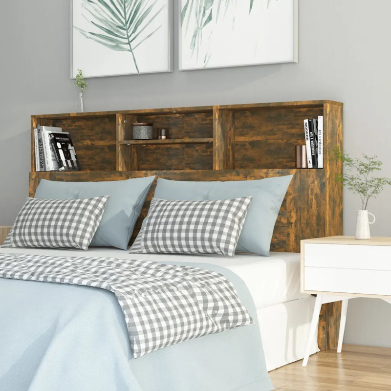Melby Headboard Cabinet, King (5'), Smoked