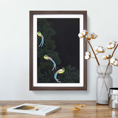 Kimono Design with Three Colourful Birds - Framed Print