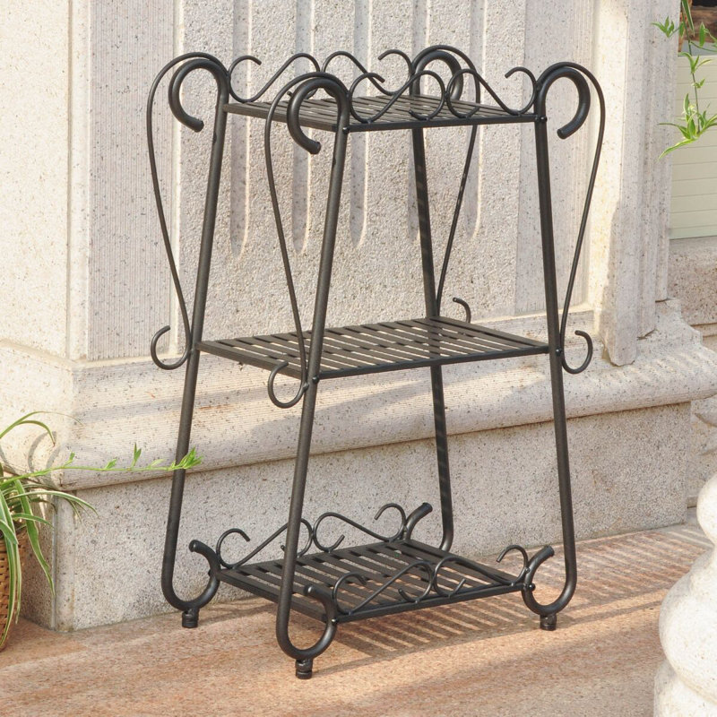 Arifa Metal Weather Resistant Plant Stand, Antique Black