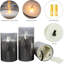 LED Candles 4" 5" 6" Set of 3 Real Wax Light, Battery Operated, Gold Glass Pillars, Remote Control, Timer, Indoor, Living Room, Vintage