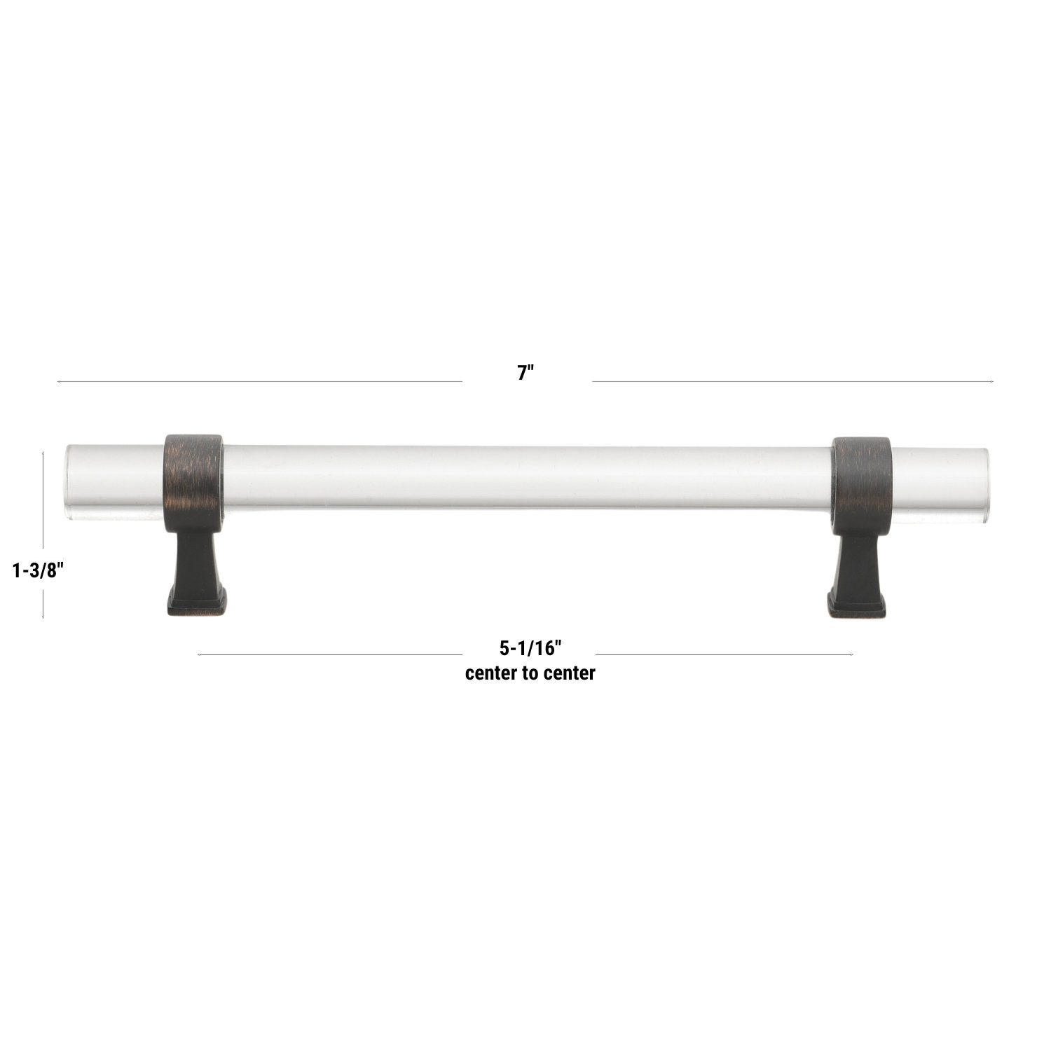 Acrylic Bar Cabinet Pull, Oil Rubbed Bronze, 5.0625"