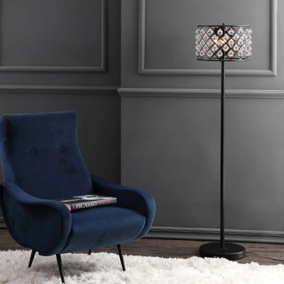 60" Crystal/Metal Led Floor Lamp - Contemporary Elegant Bronze/Clear Design