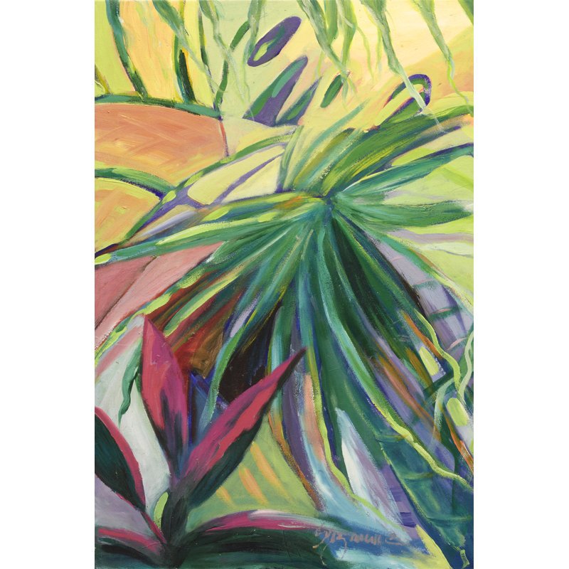 Jardin Abstracto I by Suzanne Wilkins - Painting on Canvas, 46cm H x 30cm W, Black Floater Framed