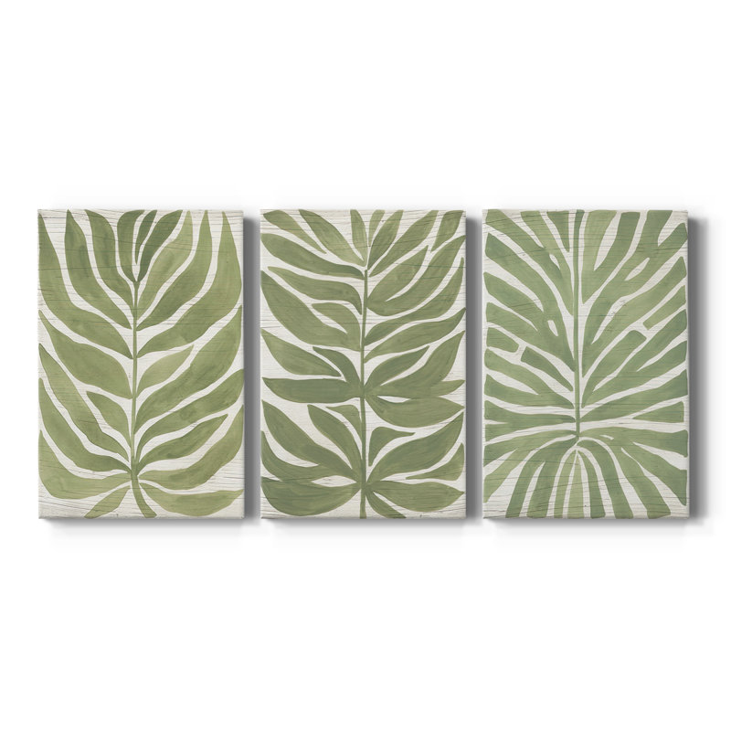 Driftwood Palm Leaf I - Toile tendue avec châssis sur mesure - 3 pièces, H 27 po x l 54 po