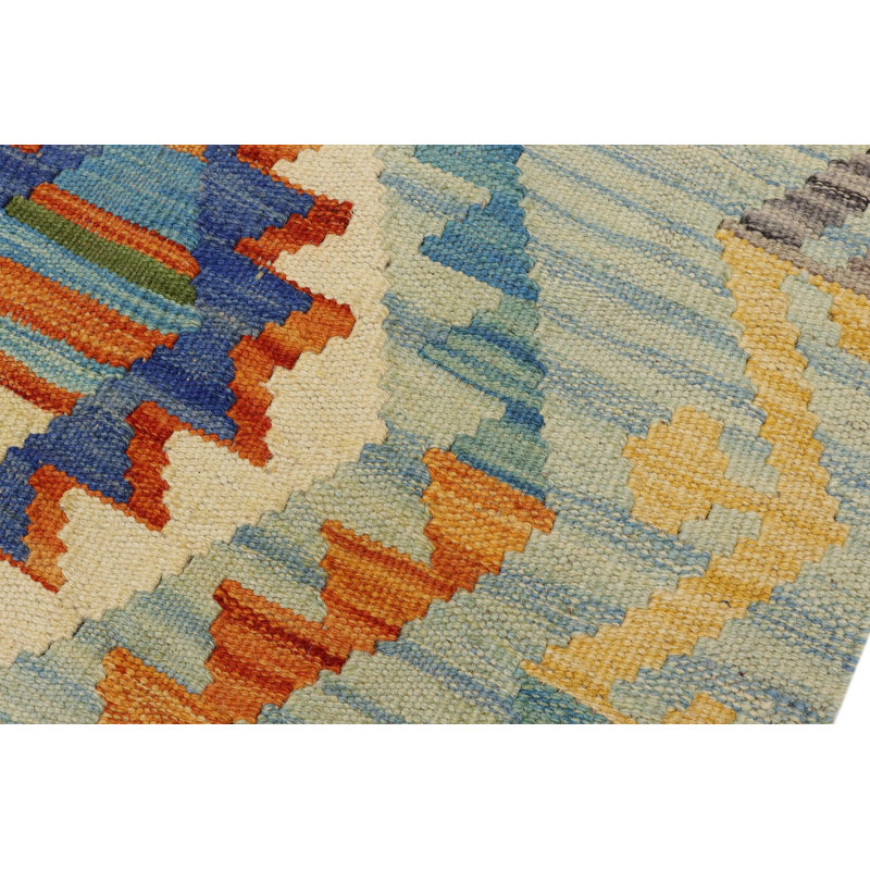 Tapis bleu / beige / rouille en laine noué à la main de style sud-ouest Sealcove 2 pi x 3 pi 1 po