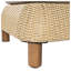Chaise longue d'extérieur réglable en résine tressée avec coussin beige, fauteuil inclinable de style rotin naturel pour terrasse et piscine.