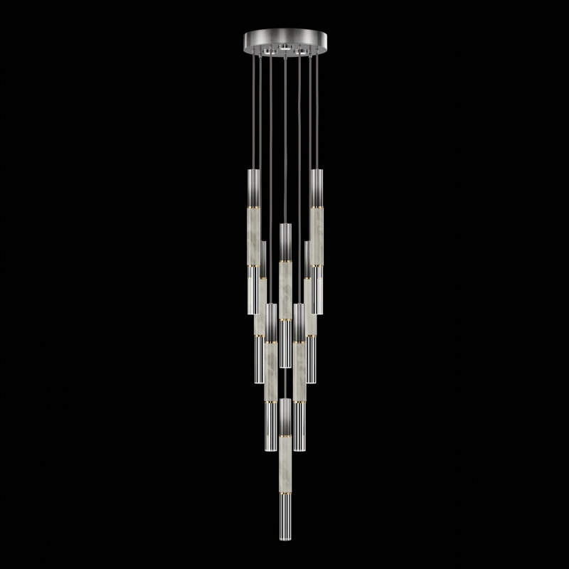 Antonia 11 - Light LED Pendant, Soft Ombre Silver Leaf/Brass