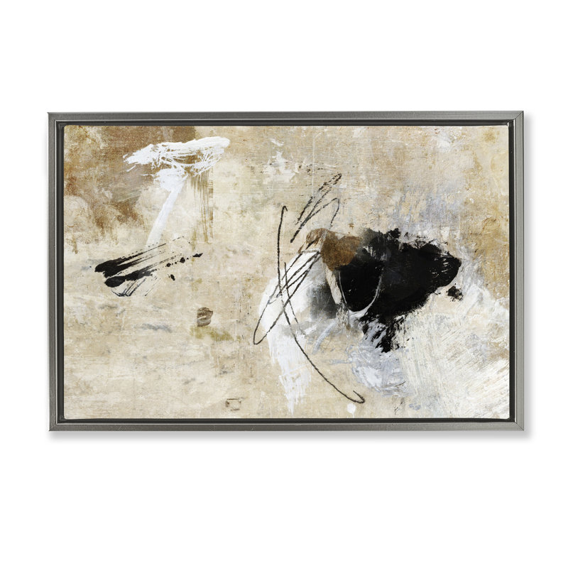 «Rustic Scribble Abstraction Canvas» par Suzanne Nicoll, Cadre flottant gris lustré, H 17 po x l 25 po x P 1,7 po