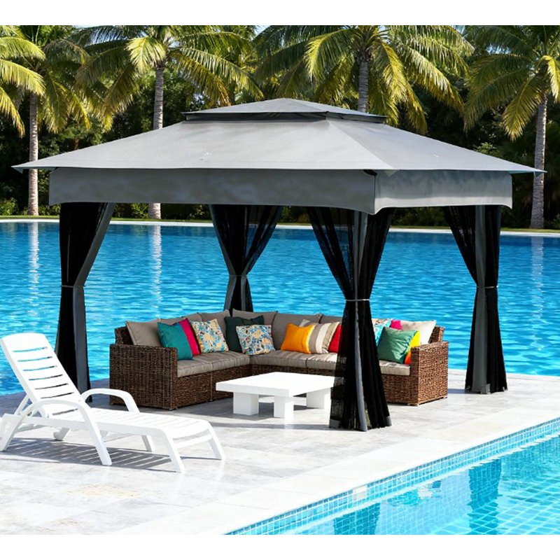 Pavillon de jardin pliable facile à installer, abri de jardin escamotable avec filet à fermeture éclair, sac de transport