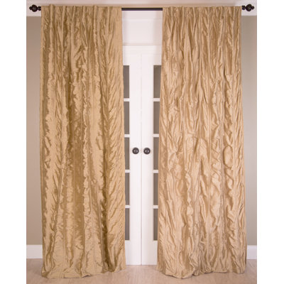 Pure Silk Dupioni Light Filtering Curtain Panel Rod Pocket with Cotton Lining