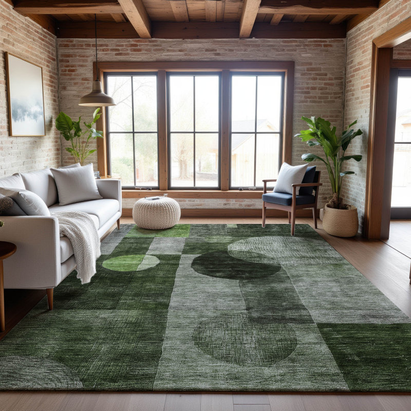 Tapis géométrique de qualité supérieure lavable à la machine Konopka AMF1114, Rectangle 2 pi 6 po x 3 pi 10 po