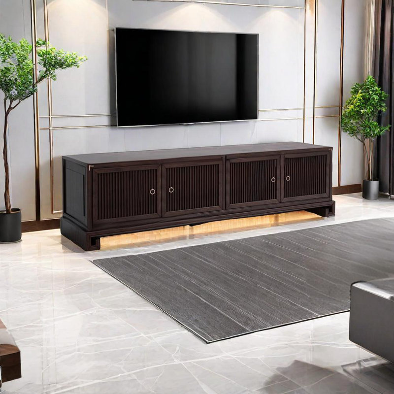 Meuble télé moderne et moderne en bois massif chinois, Noyer noir