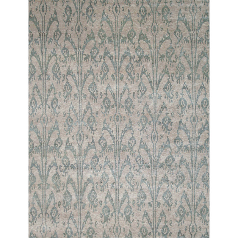 Hand-Knotted High-Quality Beige and Light Blue Area Rug