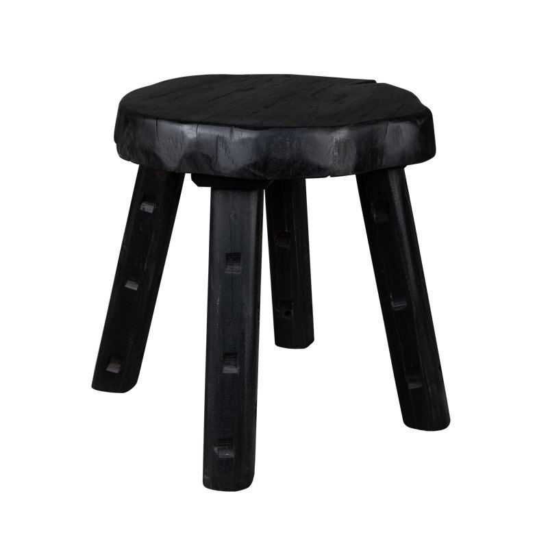 Ebonized Totem Stool (Short) ~ Inspired by its charred, sculptural presence, this 100% reclaimed stool embodies both primal craftsmanship and modern minimalism, like a relic reborn in ebony.