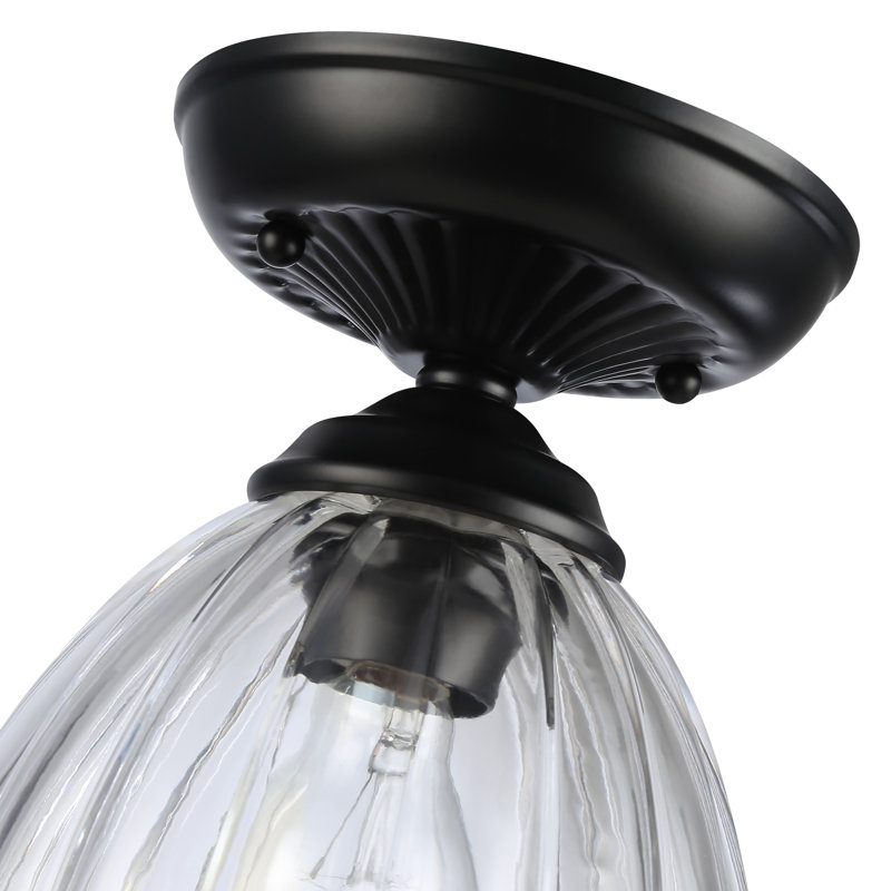 Audra 1-Light Semi-Flush with Clear Glass, Matte Black
