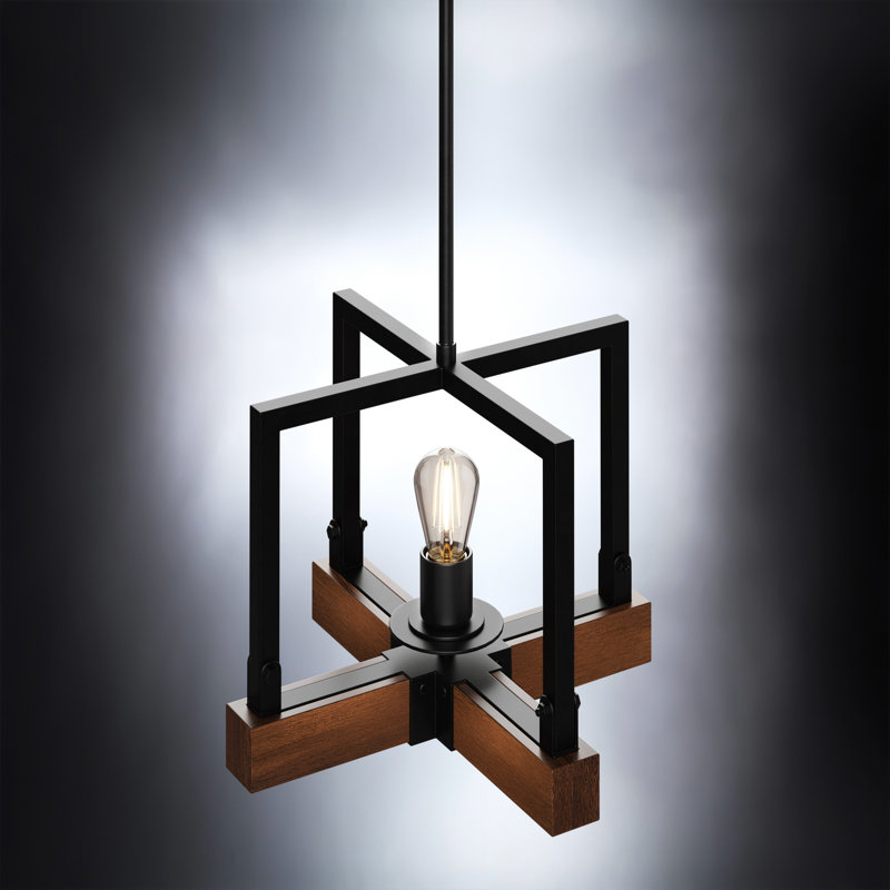 Broadway 1 - Light Square/Rectangle Pendant, Matte Black/Rich Walnut