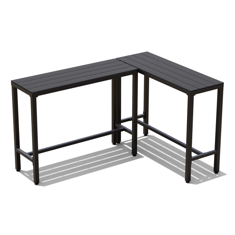 Arboleya Rectangular Metal Outdoor Bar Table, 37.09" H x 58.58" W x 42.91" D, Black