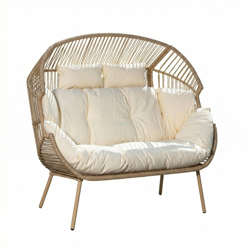Cocona 2 Seat Standing Egg Chair, Cream, Beige