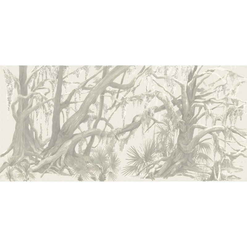 Murale Kiawah Oaks par Megan Molten, Beige, Papier