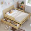 Lit plateforme minimaliste en bois avec garde-corps double et rangement sous le lit-1285672303