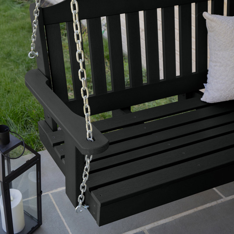 Arbnora 2 Person Porch Swing, Black, 22" H x 50" W x 24" D
