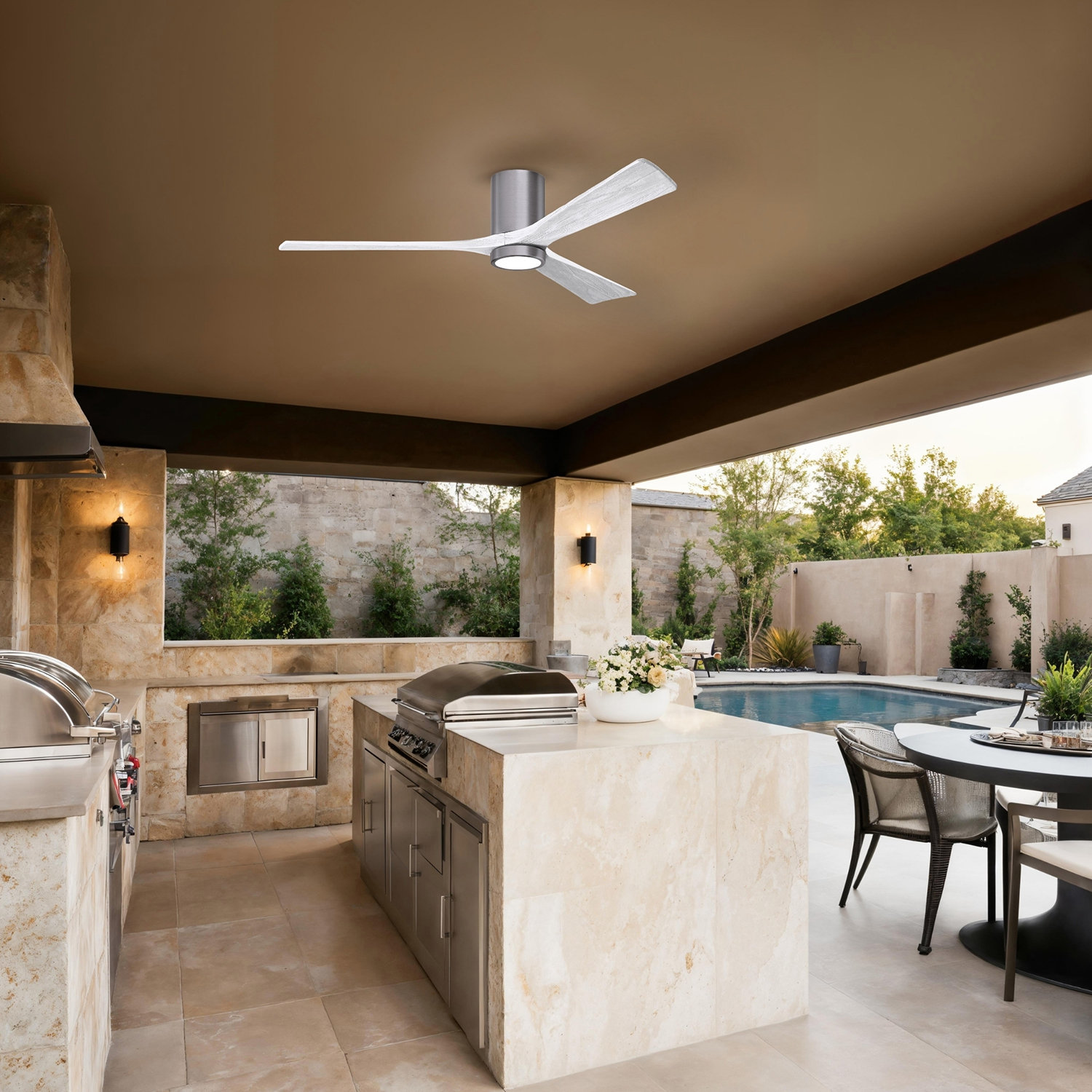 Olivier 3 Blade Ceiling Fan with LED Light Kit, Matte White, Brushed Pewter, 60"