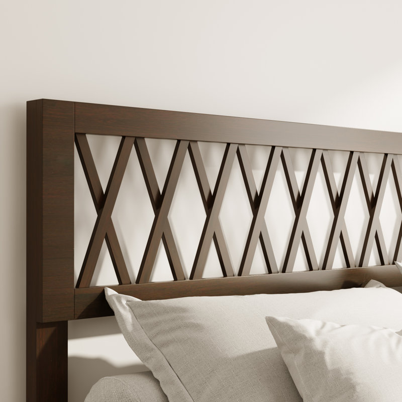 Grand lit plateforme moderne en bois massif