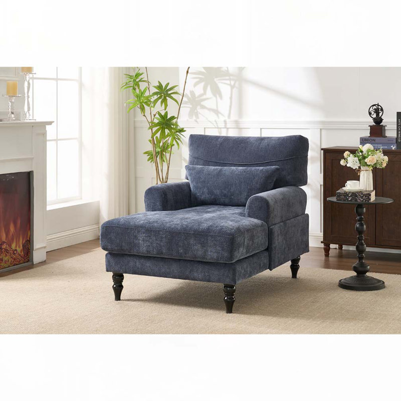 Chaise longue d'intérieur rembourrée, Bleu