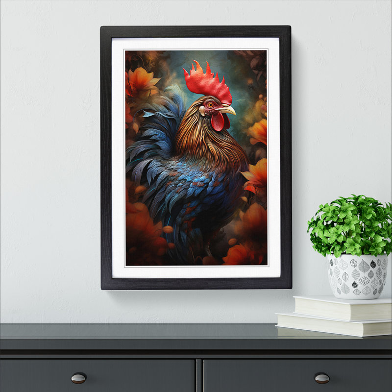 Rooster Digital - Single Picture Frame Print on Wood, Black, 64cm H x 46cm W x 2cm D