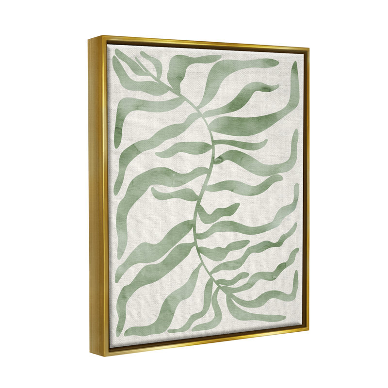 «Boho Plant Leaves On Canvas» par Daphne Polselli, impression, H 31 po x l 25 po x P 1,7 po, Cadre flottant métallique doré