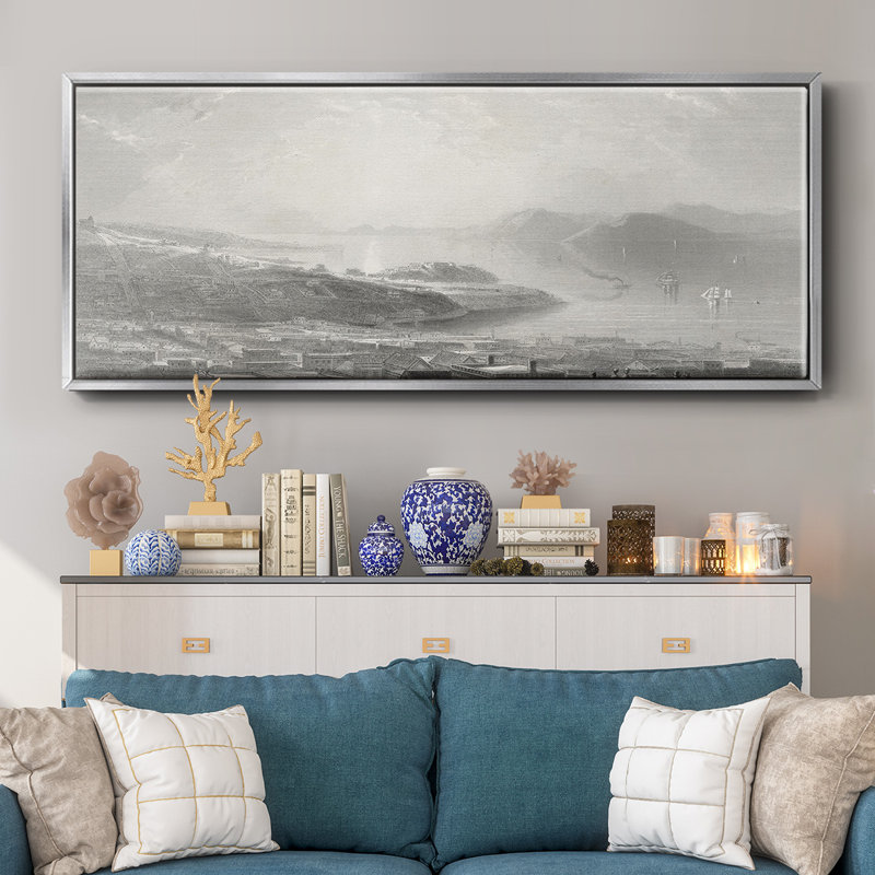 Porte dorée encadrée sur toile, H 20 po x l 50 po x P 1,5 po, Argent