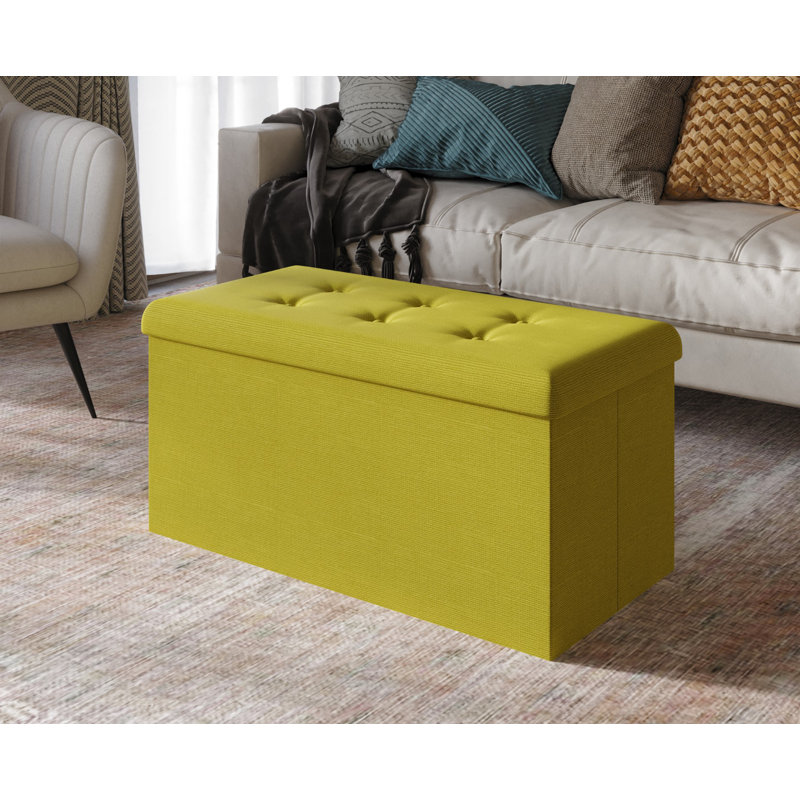 Millett Upholstered Storage Bench, Green Linen