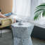 Tabouret d'appoint moderne géométrique bleu avec incrustation de Capiz, table d'appoint hexagonale pour le salon, la chambre à coucher ou le vestibule