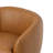 Upholstered Light Brown Faux Leather Swivel Barrel Chair Recessed Arms With Solid Wood Base-1574842063