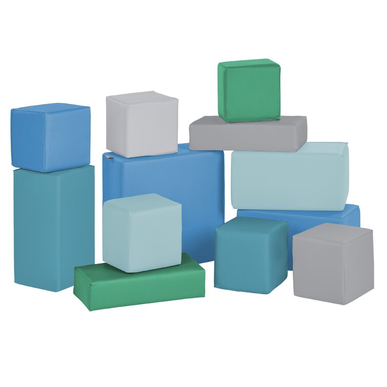 ECR4Kids SoftZone Soft Builder Blocks, Foam Shapes, Assorted, 16-Piece