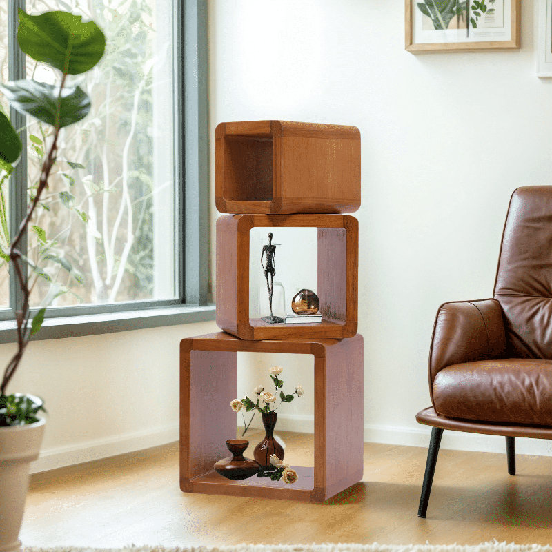 Solid Wood Nesting Tables (Set of 3), Brown