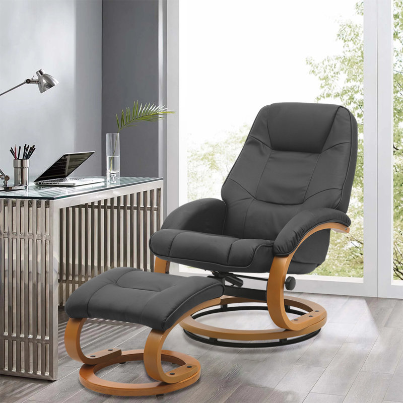 Upholstered Leather and Faux Sheepskin Armchair