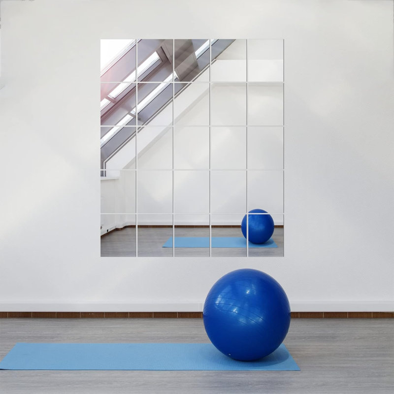 Wall Mirror Tiles, Glass Frameless Body Mirror, Over The Door Mirror For Bedroom (4PCS), 12" x 10"