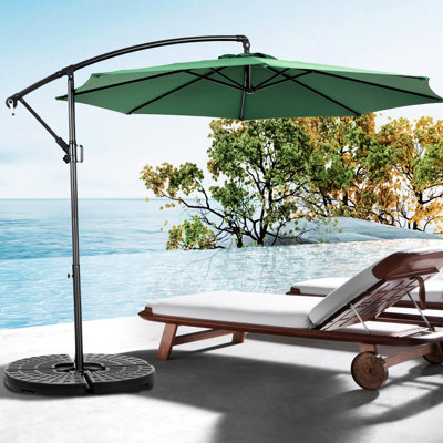 10Ft Offset Umbrella, Dark Shade, Creates An Inviting Backyard And Poolside Environment Outdoor Canopy, Ideal For A Memorable Time