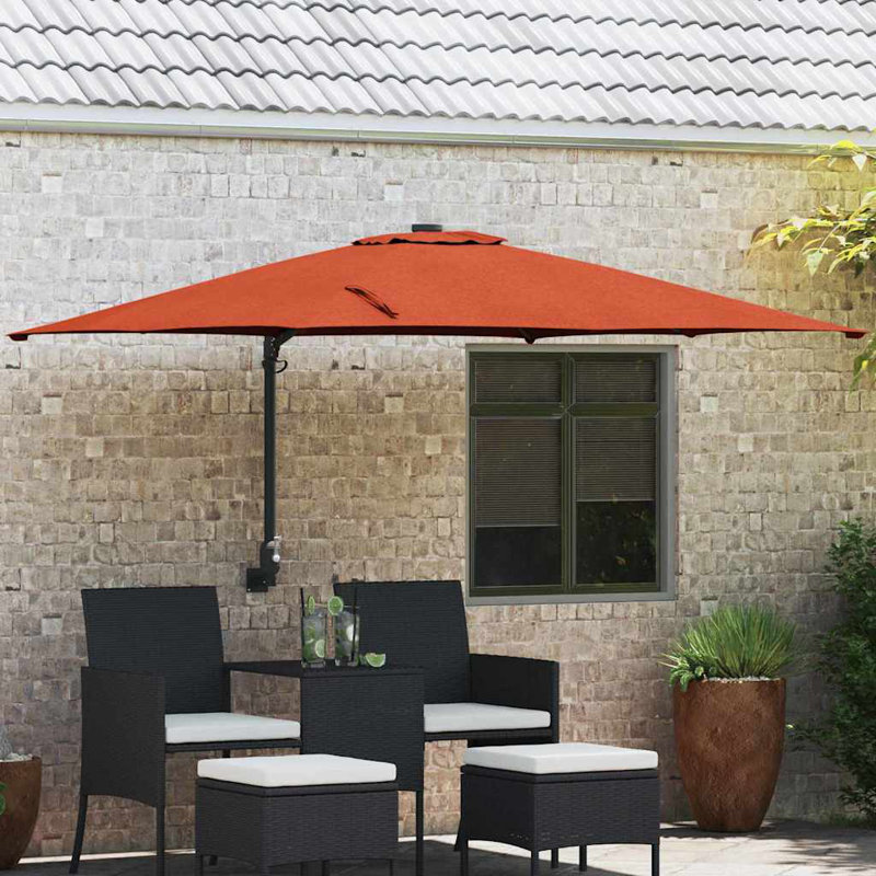 Wall Mount Parasol, 160cm H x 247.5cm W x 247.5cm D, Red
